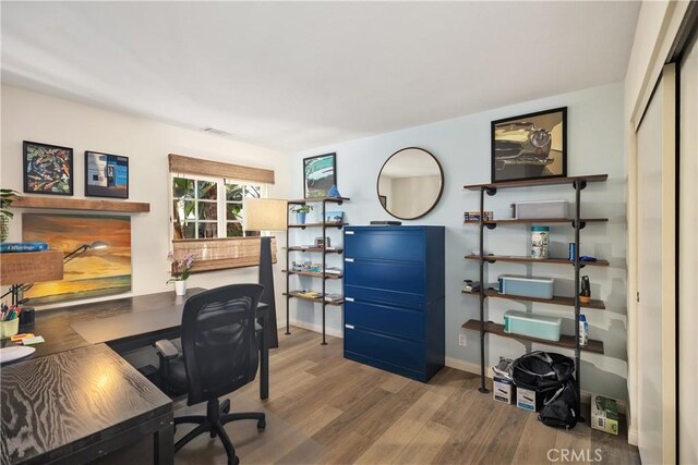 31588 Table Rock Dr, Laguna Beach, CA 92651 - office area featuring wood finished floors and baseboards