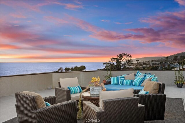 31588 Table Rock Dr, Laguna Beach, CA 92651 - view of patio / terrace featuring outdoor lounge area and a water view