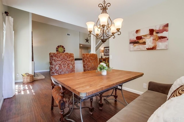 1023 Mimosa Ave, Vista, CA 92081 - dining space featuring dark wood-style flooring and a chandelier