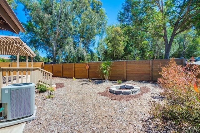 1023 Mimosa Ave, Vista, CA 92081 - fenced backyard featuring a fire pit and a pergola