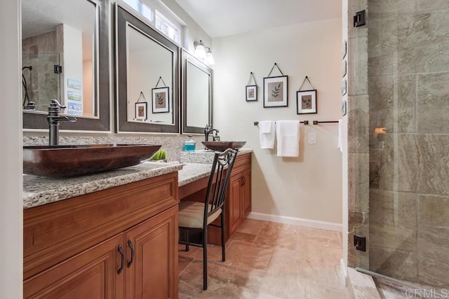 1023 Mimosa Ave, Vista, CA 92081 - full bathroom featuring double vanity and a stall shower