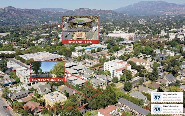 bird's eye view featuring a mountain view