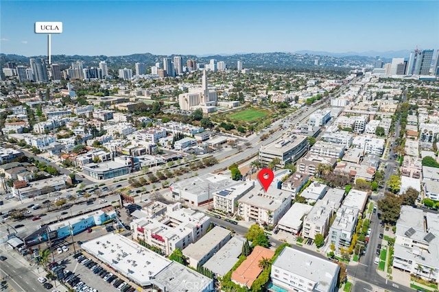 bird's eye view with a city view