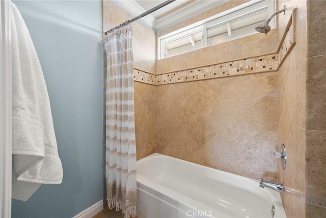 4820 Via Corzo, Yorba Linda, CA 92886 - bathroom with shower / tub combo with curtain and baseboards