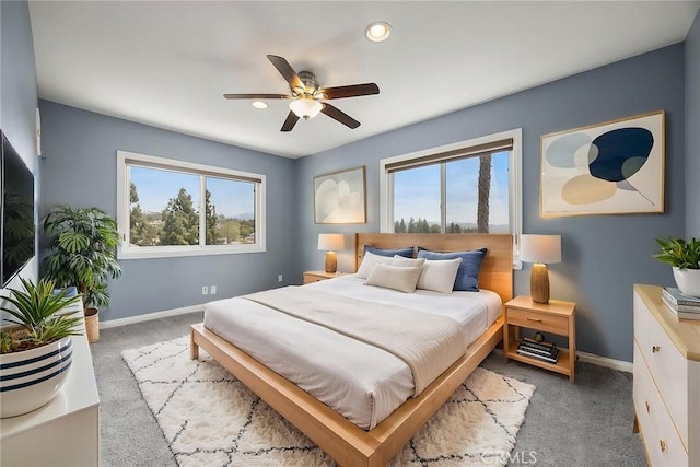 4820 Via Corzo, Yorba Linda, CA 92886 - carpeted bedroom with baseboards, recessed lighting, and a ceiling fan