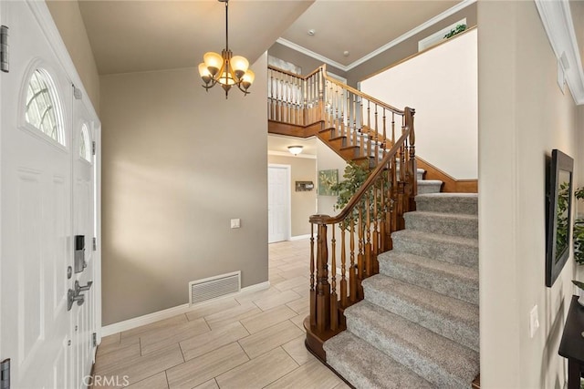 4820 Via Corzo, Yorba Linda, CA 92886 - foyer featuring stairs, baseboards, a chandelier, and wood finish floors