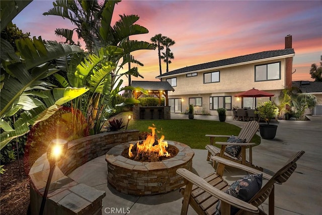 4820 Via Corzo, Yorba Linda, CA 92886 - view of patio / terrace with an outdoor fire pit and central AC