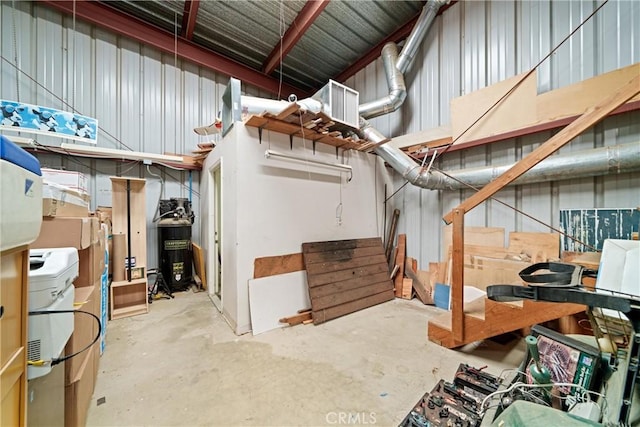 view of unfinished basement