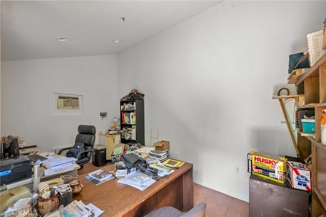 view of tiled home office