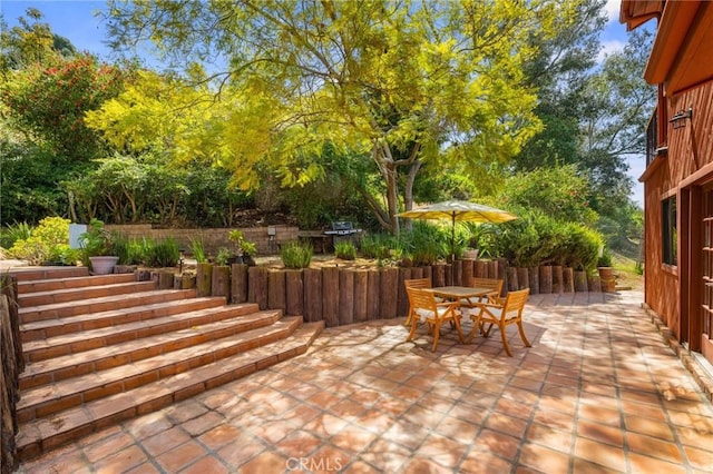 view of patio featuring outdoor dining space