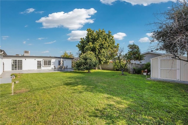 5211 Mcclintock Ave, Temple City, CA 91780 - view of yard with a patio, an outbuilding, a fenced backyard, and a storage shed