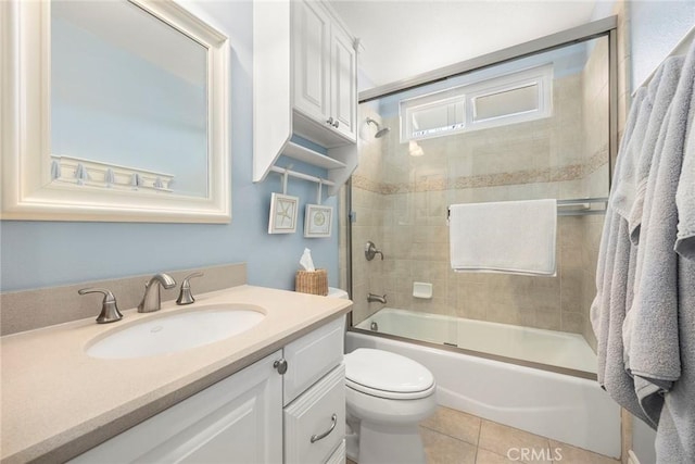 5005 Stonehaven Dr, Yorba Linda, CA 92887 - full bath featuring combined bath / shower with glass door, toilet, tile patterned flooring, and vanity