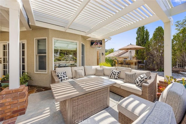 5005 Stonehaven Dr, Yorba Linda, CA 92887 - view of patio / terrace with a pergola and outdoor lounge area