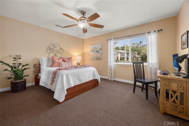 5005 Stonehaven Dr, Yorba Linda, CA 92887 - bedroom featuring visible vents, carpet flooring, ceiling fan, and baseboards