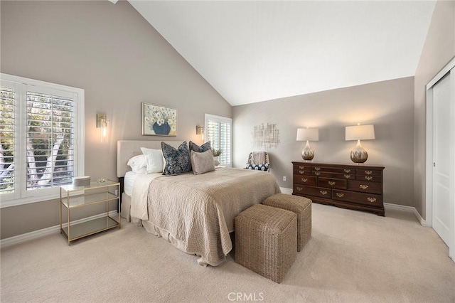 5005 Stonehaven Dr, Yorba Linda, CA 92887 - carpeted bedroom with baseboards and high vaulted ceiling