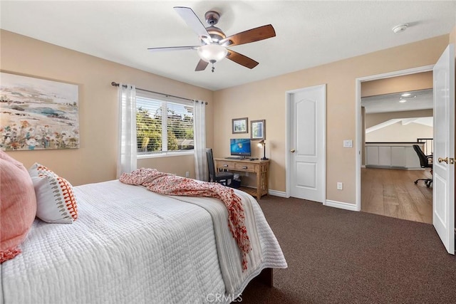 5005 Stonehaven Dr, Yorba Linda, CA 92887 - carpeted bedroom with baseboards and ceiling fan