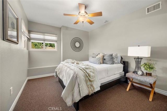 5005 Stonehaven Dr, Yorba Linda, CA 92887 - bedroom with carpet, visible vents, ceiling fan, and baseboards