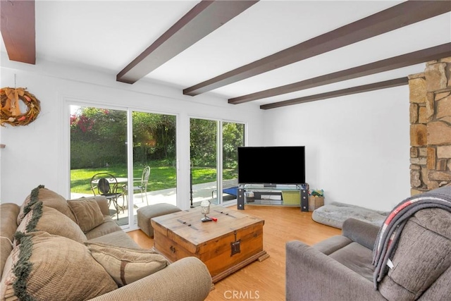 2871 N Wyngate Rd, Orange, CA 92867 - living room with beamed ceiling and light wood finished floors