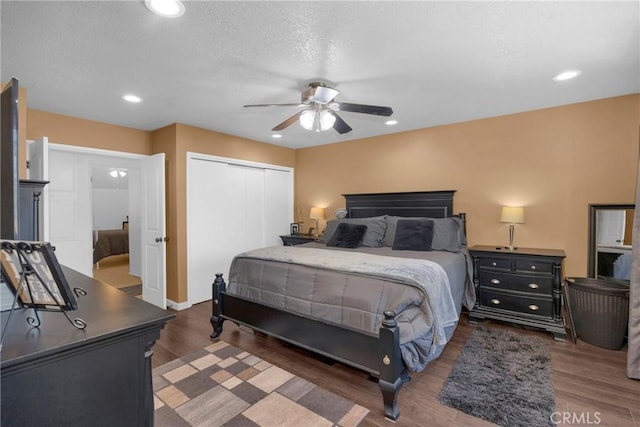 2871 N Wyngate Rd, Orange, CA 92867 - bedroom featuring a closet, recessed lighting, ceiling fan, and wood finished floors