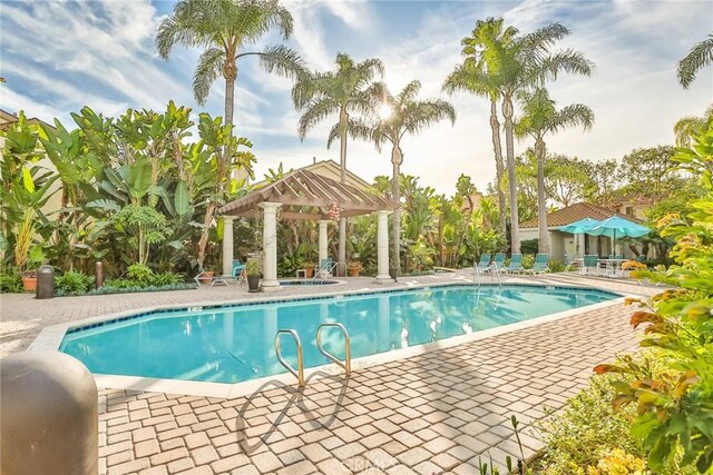 4752 Tiara Dr Unit 103, Huntington Beach, CA 92649 - community pool featuring a gazebo and a patio area