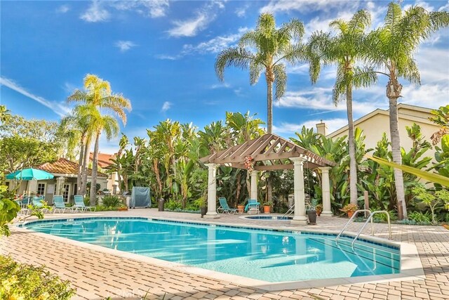 4752 Tiara Dr Unit 103, Huntington Beach, CA 92649 - community pool with a gazebo, a patio, and a hot tub