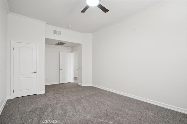 28846 Yosemite Pl, Canyon Lake, CA 92587 - unfurnished bedroom featuring carpet flooring, ornamental molding, and ceiling fan
