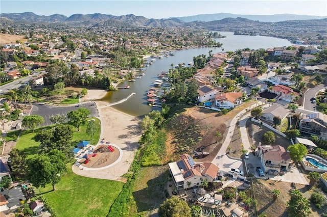 28846 Yosemite Pl, Canyon Lake, CA 92587 - aerial view of property's location with a water and mountain view and nearby suburban area