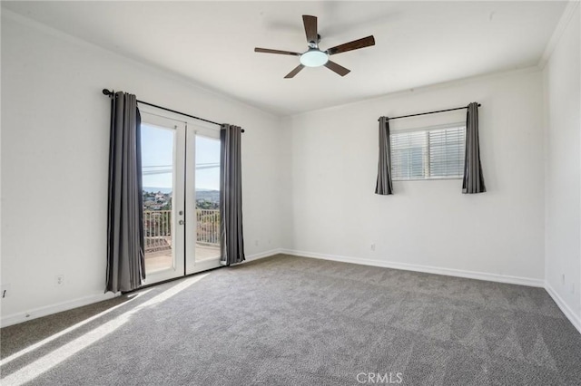 28846 Yosemite Pl, Canyon Lake, CA 92587 - carpeted spare room with healthy amount of natural light, a ceiling fan, and crown molding