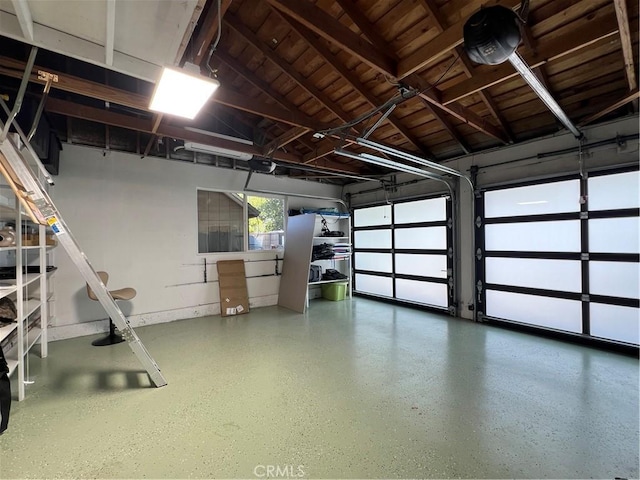 garage with a garage door opener