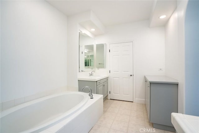 5935 Playa Vista Dr Unit 307, Playa Vista, CA 90094 - full bath featuring recessed lighting, tile patterned floors, a bath, and vanity