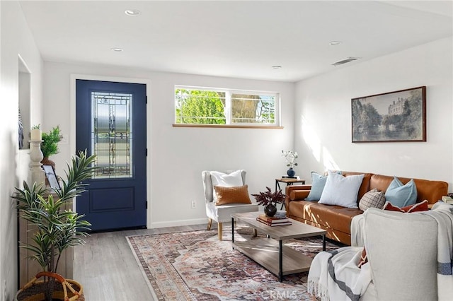 5222 Foster Rd, Paradise, CA 95969 - living area with recessed lighting, baseboards, visible vents, and wood finished floors