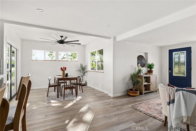 5222 Foster Rd, Paradise, CA 95969 - dining area featuring baseboards, plenty of natural light, and light wood-style flooring