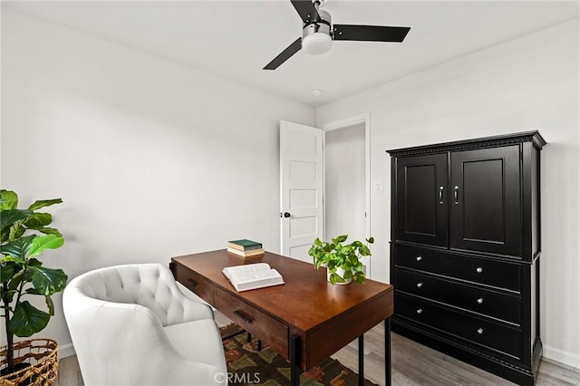 5222 Foster Rd, Paradise, CA 95969 - office featuring light wood-style floors, baseboards, and ceiling fan