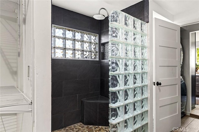 5222 Foster Rd, Paradise, CA 95969 - full bath featuring plenty of natural light, walk in shower, and wood finished floors