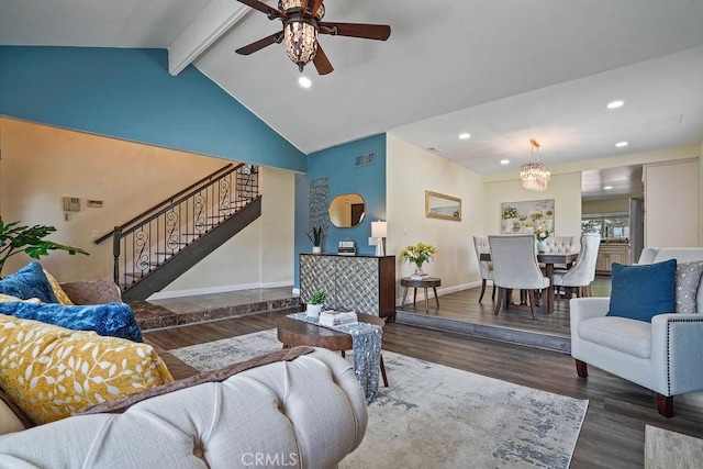 2161 Stonefield Pl, Riverside, CA 92506 - living room featuring recessed lighting, wood finished floors, and stairway