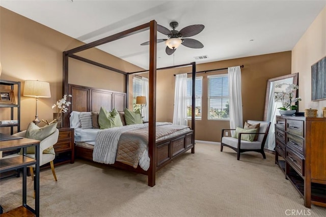 54 Revell Cir, Buena Park, CA 90620 - bedroom with light carpet, ceiling fan, and baseboards