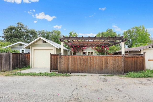 exterior space with fence private yard and a pergola