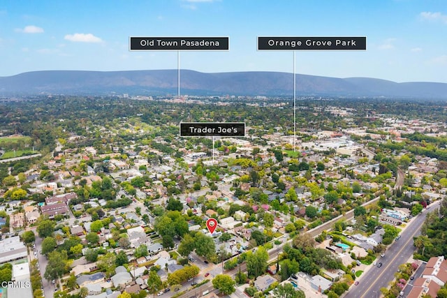 bird's eye view with a mountain view