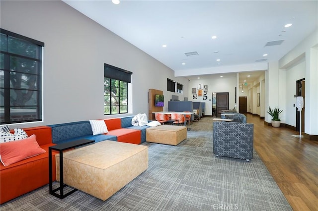 community lobby with visible vents