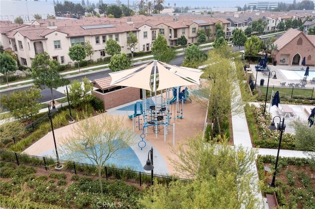 bird's eye view with a residential view