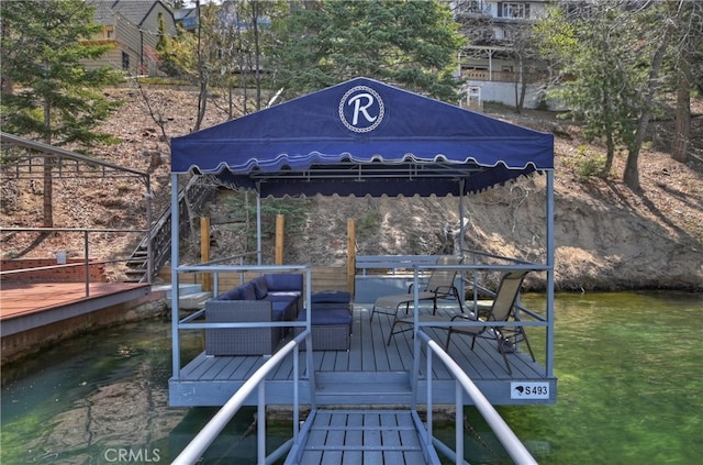 28898 Palisades Dr, Lake Arrowhead, CA 92352 - dock area with stairway and a deck with water view