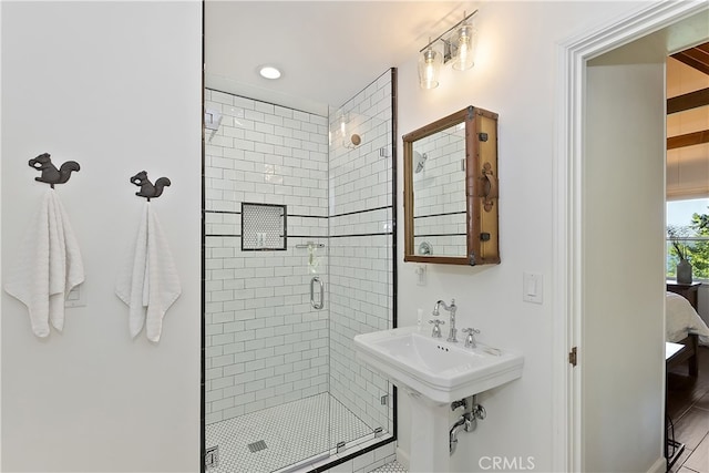 28898 Palisades Dr, Lake Arrowhead, CA 92352 - bathroom featuring a stall shower