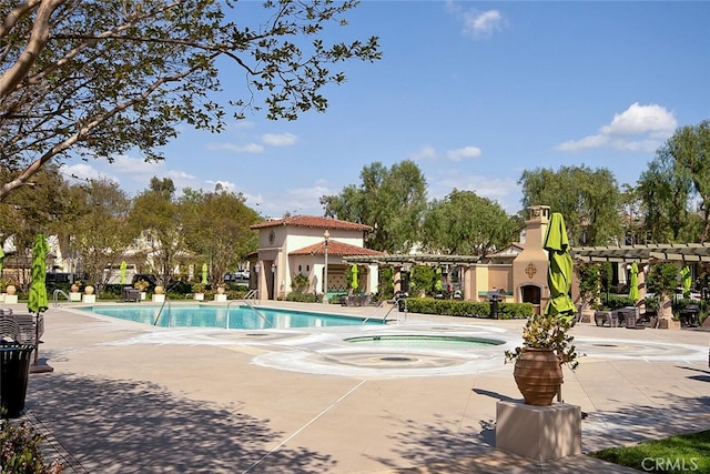 28 Malibu, Irvine, CA 92602 - community pool featuring a patio area, a hot tub, and a pergola