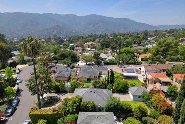 drone / aerial view with a mountain view and a residential view