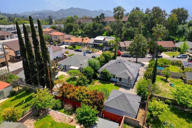 bird's eye view featuring a mountain view and a residential view