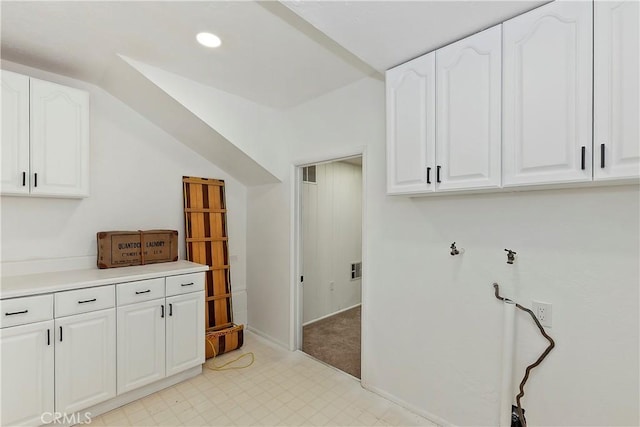 377 Hillside Rd, Lake Arrowhead, CA 92352 - laundry area featuring cabinet space, light flooring, and recessed lighting
