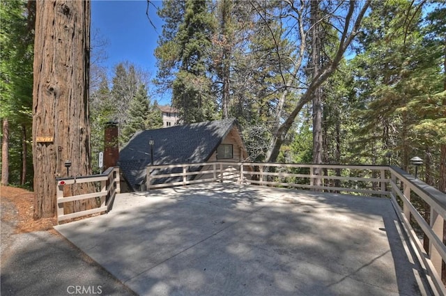 377 Hillside Rd, Lake Arrowhead, CA 92352 - view of patio with an outbuilding