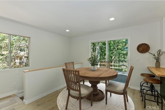 377 Hillside Rd, Lake Arrowhead, CA 92352 - dining space with light wood-style flooring and recessed lighting