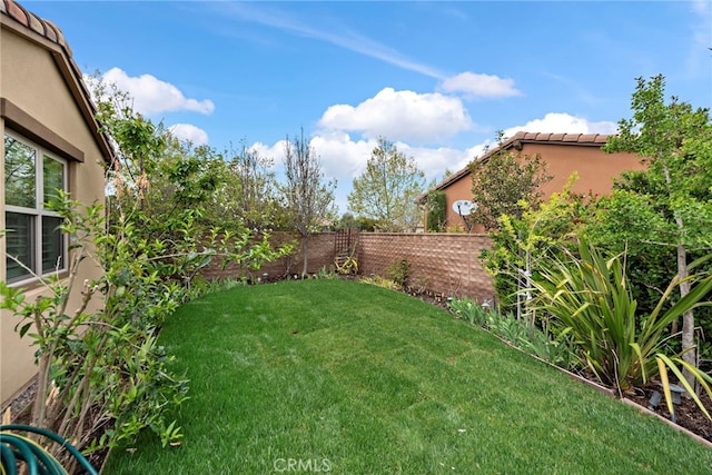 view of yard featuring a fenced backyard