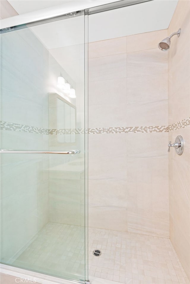 bathroom featuring a shower stall